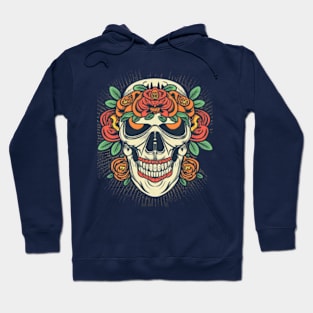 Skull with Orange Roses Hoodie